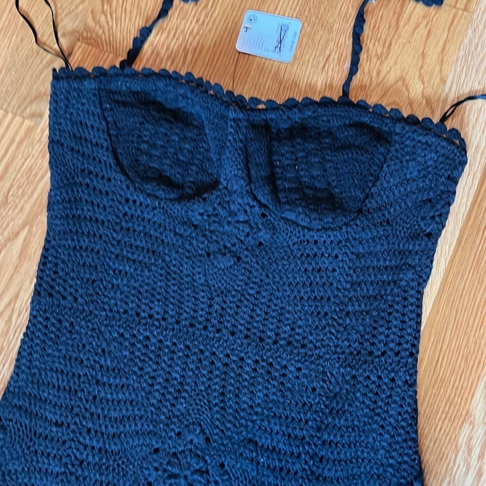 Free People Dahlia Midi Dress Crochet Halter Slit Bodycon Size Small NWT - Picture 11 of 16